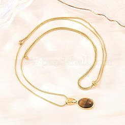 Ovaler Anhänger aus natürlichem Tigerauge&nbsp;NJEW-D326-04G