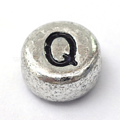 Cuentas de letras de agujero horizontal de acrílico plateado&nbsp;PACR-Q099-03Q
