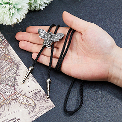 Legierung Mottenschädel schwarz PU Lederband Bolo Tie Lasso Halsketten für Frauen Männer&nbsp;NJEW-WH0031-08AS