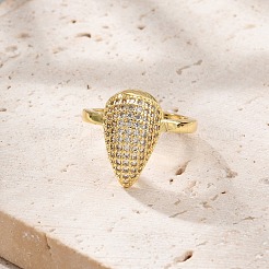 Bagues ouvertes en laiton plaqué or avec micro pavé de zircones cubiques transparentes pour femmes&nbsp;RJEW-M028-101G