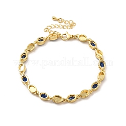 Braccialetto a catena a maglie ovali smaltate con malocchio e vetro&nbsp;BJEW-G663-01G-03