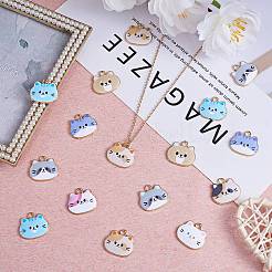 24 pz 8 stili lega ciondolo smalto carino stampa testa di gatto ciondolo fai da te collana braccialetto ciondolo orecchini accessori&nbsp;JX584A