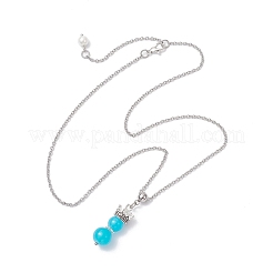 Collar de cable de acero inoxidable 304 con colgante de príncipe con corona y cuentas de vidrio hechas a mano para mujer&nbsp;NJEW-JN05447-03
