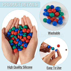90 pièces 9 styles de perles focales rondes en silicone&nbsp;SIL-TA0003-59