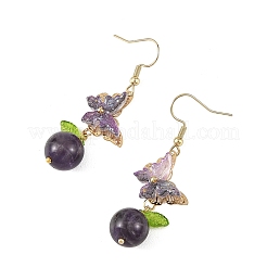 Boucles d'oreilles pendantes en acier inoxydable 304 et lapis-lazuli naturel/aventurine verte/quartz rose/améthyste&nbsp;EJEW-JE07495