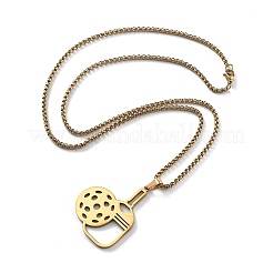 Colliers à chaîne avec pendentif en forme de raquette de pickleball en acier inoxydable 201 pour femmes et hommes&nbsp;NJEW-H050-01B-G
