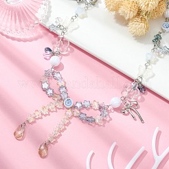 Collana con ciondolo bowknot in lega e cane e orso&nbsp;NJEW-FZ00005