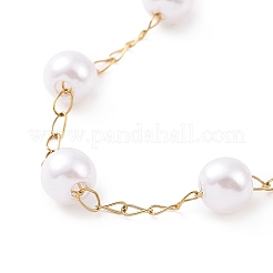 Pulseras redondas de cuentas de perlas de imitación de plástico&nbsp;BJEW-E054-02G