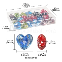 24 Stück 5 Farben leuchtende handgemachte Goldsand-Bunte Malerei-Perlen&nbsp;FOIL-FS0001-02