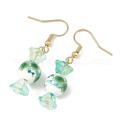 Boucles d'oreilles pendantes en porcelaine imprimée et verre&nbsp;EJEW-JE07486