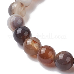 Braccialetti elasticizzati con perline ovali di agata naturale fasciata&nbsp;BJEW-JB09913