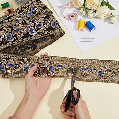 Rubans en polyester brodés à motifs floraux de style ethnique&nbsp;OCOR-WH0070-322A-01