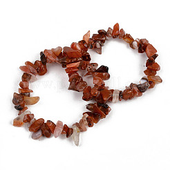 Bracelets extensibles perlés en cornaline naturelle / agate rouge unisexe&nbsp;BJEW-S143-01