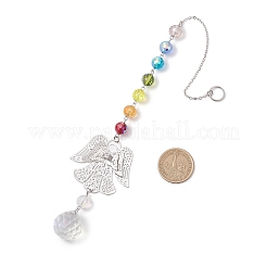 Chakra-Glasperlen und hängende Engel-Sonnenfänger aus Messing&nbsp;HJEW-JM04685
