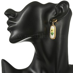 Orecchini pendenti a perno in acciaio inossidabile 304 con ricamo in tessuto&nbsp;EJEW-JE07298-01
