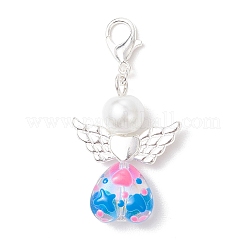 Adornos colgantes de vidrio con forma de ángel y perla de vidrio&nbsp;HJEW-JM03590