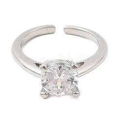 Offene Manschettenringe aus Messing mit Mikropavé und Zirkonia für Damen&nbsp;RJEW-B160-04P