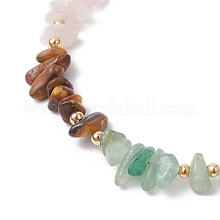 Chakra naturale quarzo rosa e ametista e apatite e acquamarina e avventurina verde e occhio di tigre e braccialetti di perline di corniola per le donne&nbsp;BJEW-JB11741-01