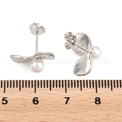 Orecchini a bottone in ottone a foglia&nbsp;EJEW-D351-02P