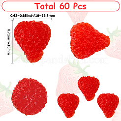 60 décoration de présentation en PVC en forme de fraise&nbsp;DJEW-SC0001-32