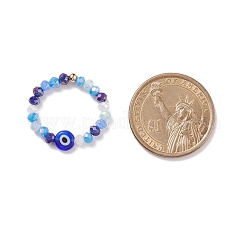 Bunte Malerei Böse Augen & Glasperlen Stretch-Fingerring für Frauen&nbsp;RJEW-JR00483-02