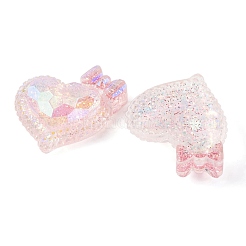 Coeur en résine époxy transparente avec cabochons décodens bowknot&nbsp;CRES-M034-07B