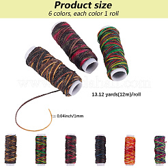 6 Rolle 6 Farben flache Segment gefärbte gewachste Baumwollkordeln&nbsp;YC-CY0001-02