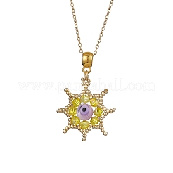 Perline di vetro e collane con ciondolo a forma di stella con malocchio lavorato a lume fatte a mano&nbsp;NJEW-MZ00098-04