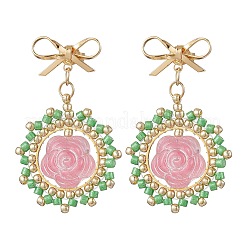 Boucles d'oreilles pendantes en verre à fleurs&nbsp;EJEW-MZ00522-05
