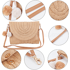 Borsa da donna in maglia di paglia&nbsp;AJEW-WH0348-18