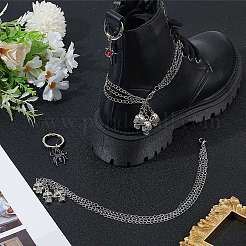 4 stücke 3 arten messing boot strap ketten & legierung siam strass schuhe charme sets&nbsp;HJEW-BM0001-12
