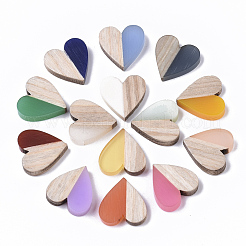 Cabochons bicolores en résine et bois&nbsp;X-RESI-R425-04