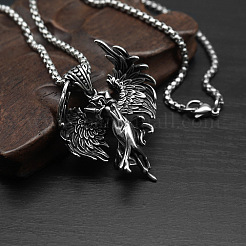 Colliers pendentifs en acier inoxydable 304 représentant une déesse aux ailes d'ange&nbsp;WG939A7-01