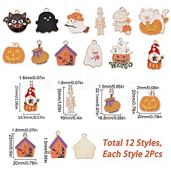 24pcs 12 Stil Halloween Thema Legierung Emaille Anhänger&nbsp;ENAM-SC0003-30
