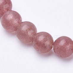 Naturales de fresa pulseras del estiramiento de abalorios de cuarzo&nbsp;BJEW-S128-08