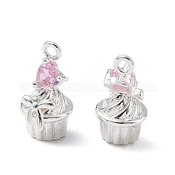 Cupcake aus Messing mit Zirkonia-Pavé und Herzanhängern&nbsp;KK-C155-16S-05