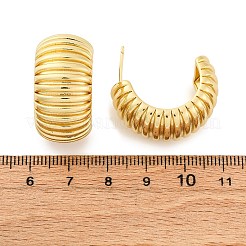 Pendientes de botón con forma de C y rayas de latón&nbsp;EJEW-R025-35G