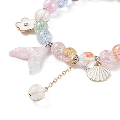 Bracciale elastico con perline rotonde in vetro e pietra di luna sintetica&nbsp;BJEW-TA00192