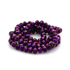 Chapelets de perles en rondelles facettées en verre électrolytique entièrement plaqué&nbsp;GLAA-A024D-FP03