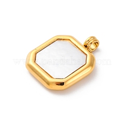 304 Edelstahl Pavé-Anhänger mit natürlichen weißen Muscheln&nbsp;STAS-I331-02G