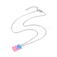 Collana con ciondolo orso in resina&nbsp;NJEW-JN04251