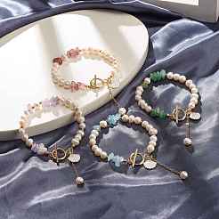 Set di bracciali con perline di pietre naturali miste&nbsp;BJEW-TA00032