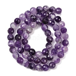 Facettierte runde natürliche Chevron-Amethyst-Perlenstränge&nbsp;G-L437-22-6mm