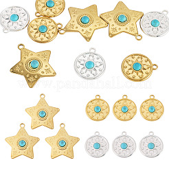 9 pièces 3 styles pendentifs turquoise synthétiques&nbsp;STAS-TA0006-41