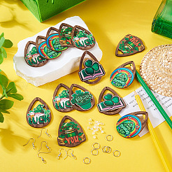 St. Patrick's Day DIY-Set zur Herstellung von tropfenförmigen Ohrringen aus Holz&nbsp;DIY-TA0009-12