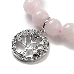 Bracelets extensibles de chakra en perles rondes en quartz rose naturel&nbsp;BJEW-K251-01G