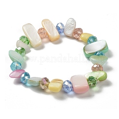 Stretch-Armbänder aus Muscheln und Glasperlen im Bohème-Stil für Damen&nbsp;BJEW-S178-01A