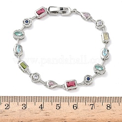 Bracelets à maillons en laiton micro pavé de zircones cubiques colorées&nbsp;BJEW-G764-04P