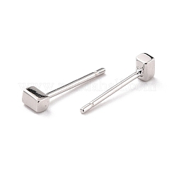 Anlaufgeschützte minimalistische rechteckige rhodinierte 925 Sterling Silber Ohrstecker&nbsp;EJEW-I259-06P