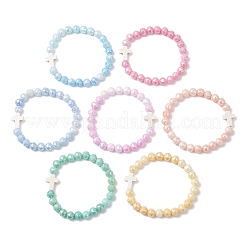 7 Stück 7 Farben galvanisierte Glas-Stretch-Armbänder&nbsp;BJEW-JB12702